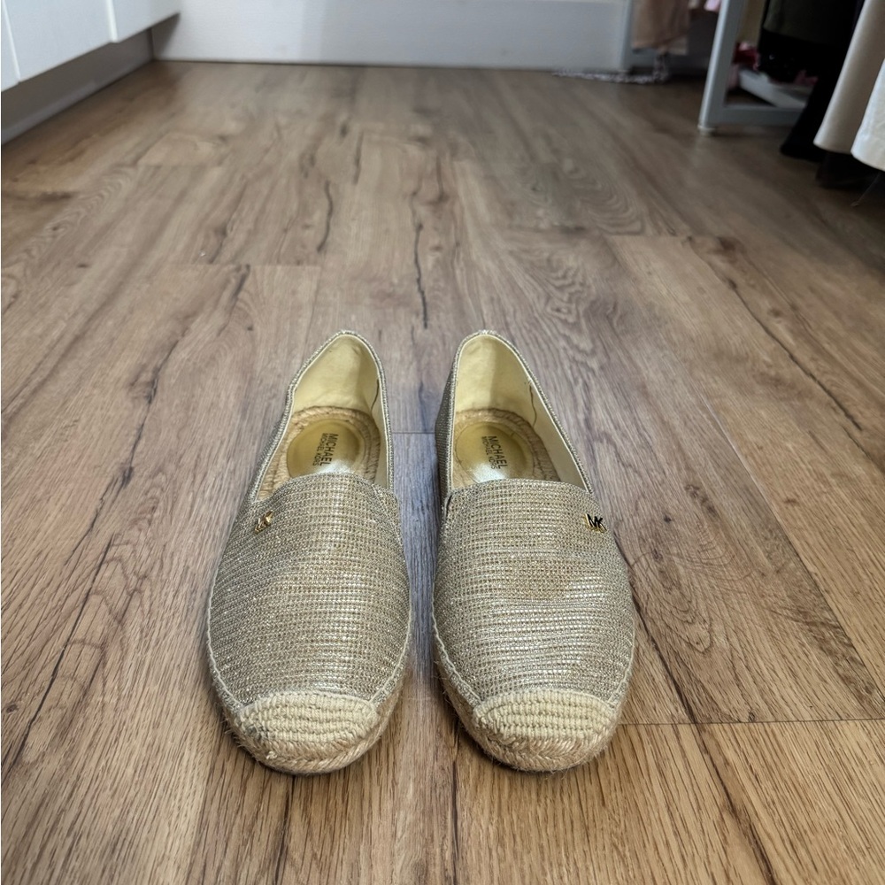 Michael Kors Gold Slip On Espadrille Flats